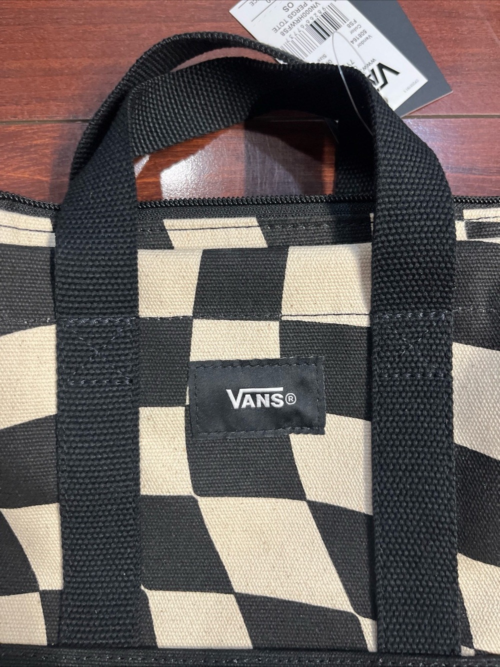 Vans Lil Pergs Tote Bag Small Crossbody Marshmallow White Checkerboard 8x7x3 New - Picture 2 of 15
